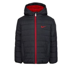 Boys Black Nike Full-Zip Puffer Jacket Size 7